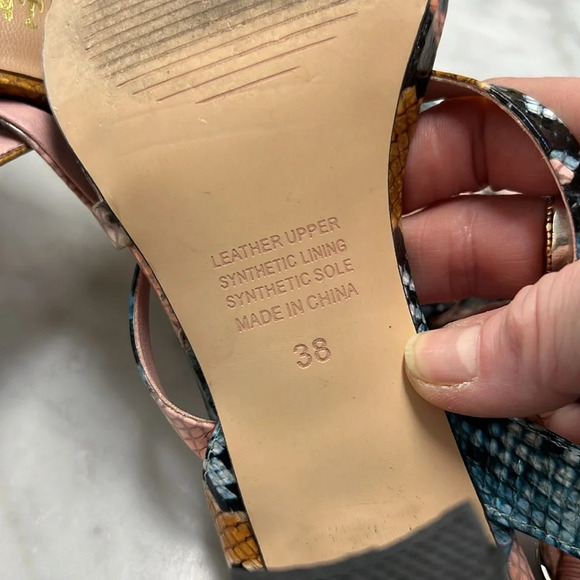 Anthropologie | Silent D Pink Blue Snake Print Ankle Wrap Georgi Sandal Size 8 - Picture 10 of 12